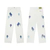 Hochwertige Chrome Hearts Jeans Pink Denim Patchwork Style