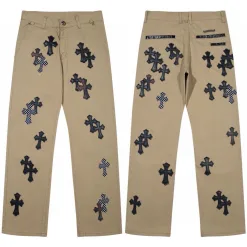Luxus Chrome Hearts Jeans Pink Denim Patchwork Stil