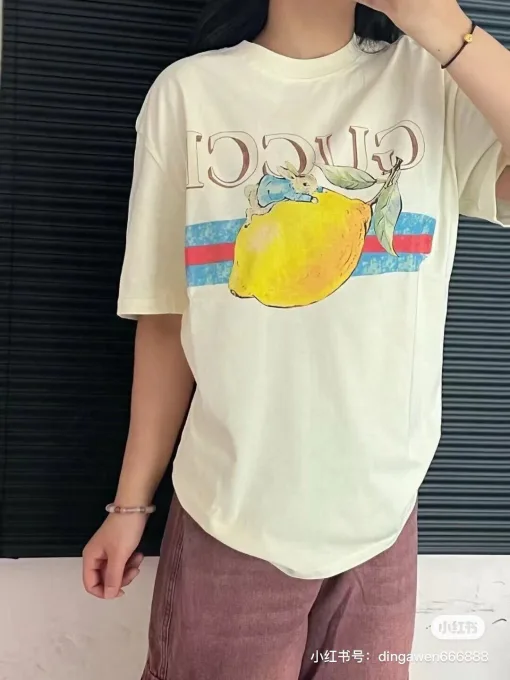 Bestseller: Kurzarm-Baumwolldruck im Gucci-Stil