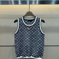 Luxus Louis Vuitton Weste Grau Strick Jacquard Kollektion