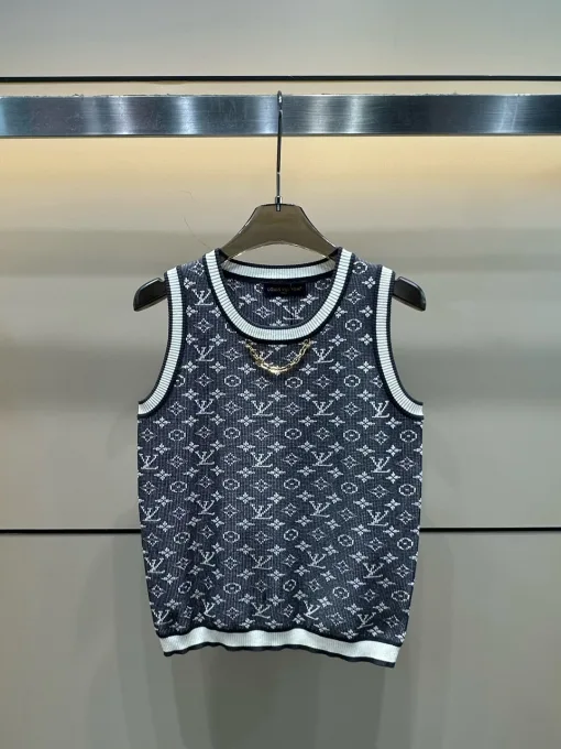 Luxus Louis Vuitton Weste Grau Strick Jacquard Kollektion