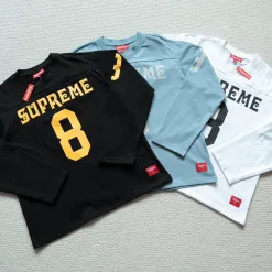 Premium Qualität Supreme Langarm Schwarz Baumwolle Oversized Style