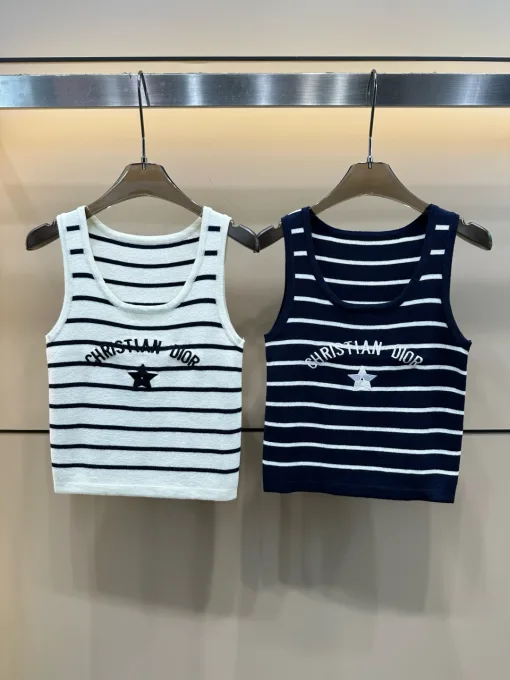 Hochwertige Dior-Weste im weißen Strick-Stickerei-Stil