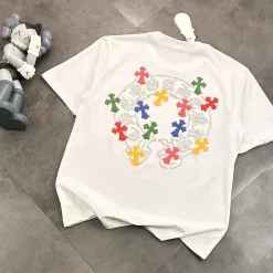 Hochwertige Chrome Hearts Kurzarm-Kollektion aus weißer Baumwolle