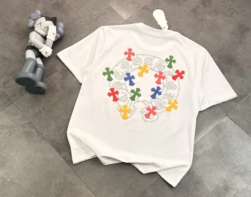 Hochwertige Chrome Hearts Kurzarm-Kollektion aus weißer Baumwolle
