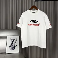 Hochwertiger Balenciaga Kurzarm-Stil aus weißer Baumwolle mit Stickerei