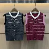 Luxus Chanel Weste Grau Strick Gestreift Stil