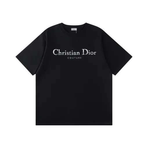Premium Dior Kurzarm-Baumwolle im Farbverlaufsstil