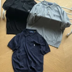 Luxus Ralph Lauren Kurzarm Schwarz Baumwolle Bestickt Luxus