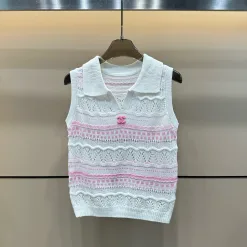 Luxus Chanel Weste Weiß Strick Luxus