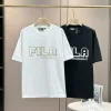 Hochwertiger Fila Kurzarm Schwarzer Baumwolldruck Luxus