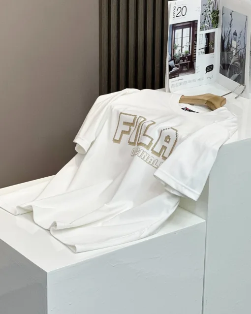 Premium Fila Kurzarm-Baumwoll-Print in Schwarz