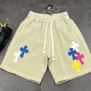 Premium Chrome Hearts Shorts, bestickter Stil aus silberner Baumwolle
