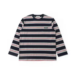 Premium Qualität Miu Miu Langarm Navy Strick Streifen Luxus