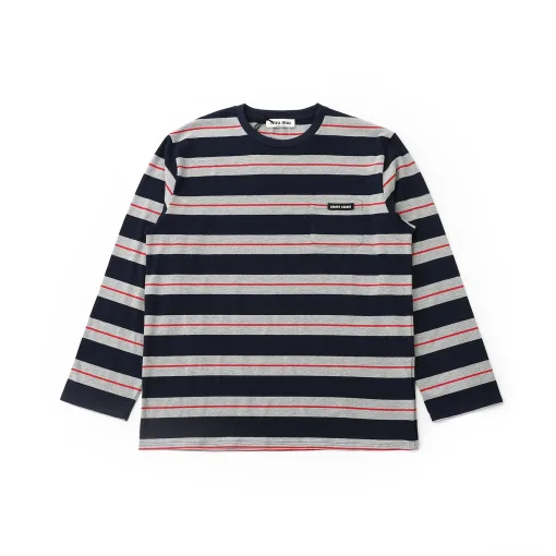 Premium Qualität Miu Miu Langarm Navy Strick Streifen Luxus