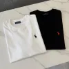 Hochwertiges Ralph Lauren Kurzarm-Shirt aus schwarzer Baumwolle mit Stickerei