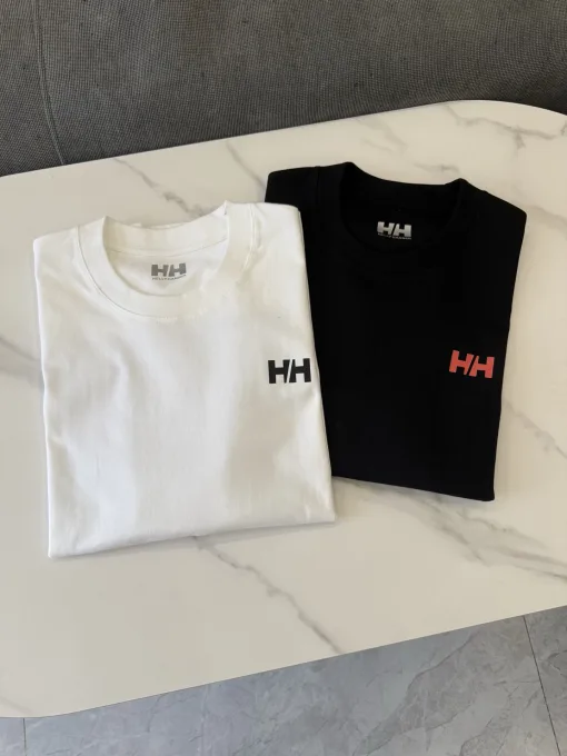 Premium Qualität Helly Hansen Kurzarm Schwarz Baumwolle Casual Style