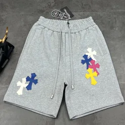 Premium Qualität Chrome Hearts T-Shirts Silber Leder Casual Style