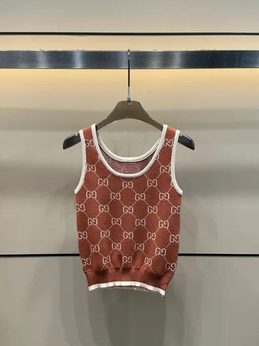 Bestseller Gucci Weste Braun Strick Jacquard Luxus