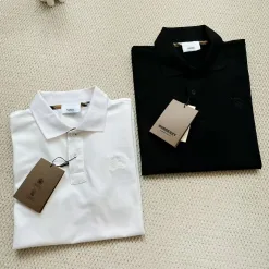 Burberry Kurzarmhemd in Premiumqualität aus schwarzer Baumwolle, atmungsaktiv
