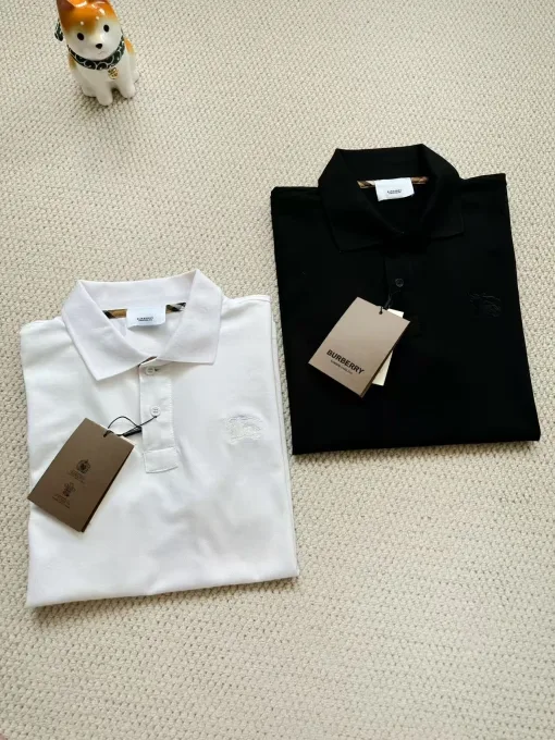 Burberry Kurzarmhemd in Premiumqualität aus schwarzer Baumwolle, atmungsaktiv