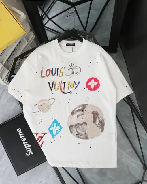 Bestseller Louis Vuitton Kurzarmhemd Schwarz Leder Print Kollektion
