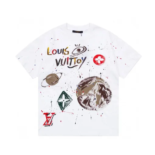 Bestseller: Kurzarmhemd von Louis Vuitton im weißen Leder-Print-Stil