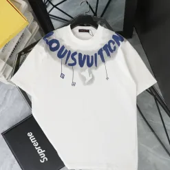 Premium Louis Vuitton Kurzarmhemd Schwarzes Leder Klassischer Luxus