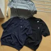 Premium Ralph Lauren Kurzarm-Kollektion aus schwarzer Baumwolle mit Stickerei