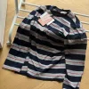 Hochwertiges Miu Miu Langarmshirt im Streifenstil aus marineblauem Jersey