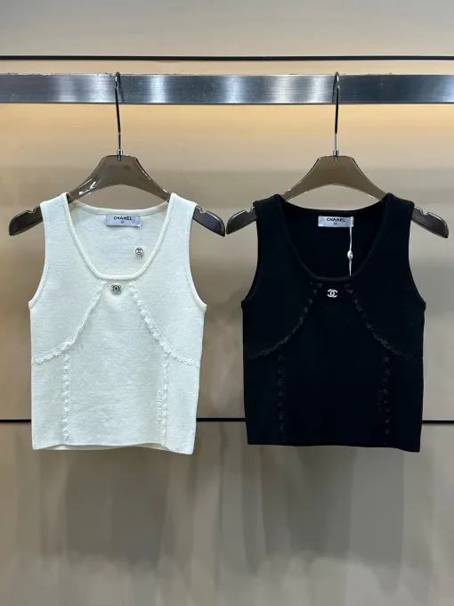 Premium Chanel Weste Weiß Strick Luxus