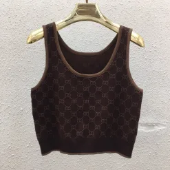 Hochwertige Gucci Weste Braun Strick Jacquard Luxus