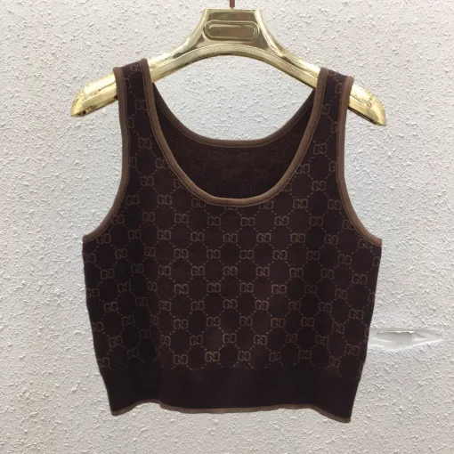 Hochwertige Gucci Weste Braun Strick Jacquard Luxus