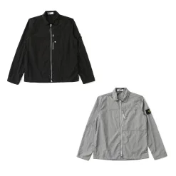 Hochwertiges Stone Island Langarmshirt aus schwarzer Nylon-Solid-Kollektion
