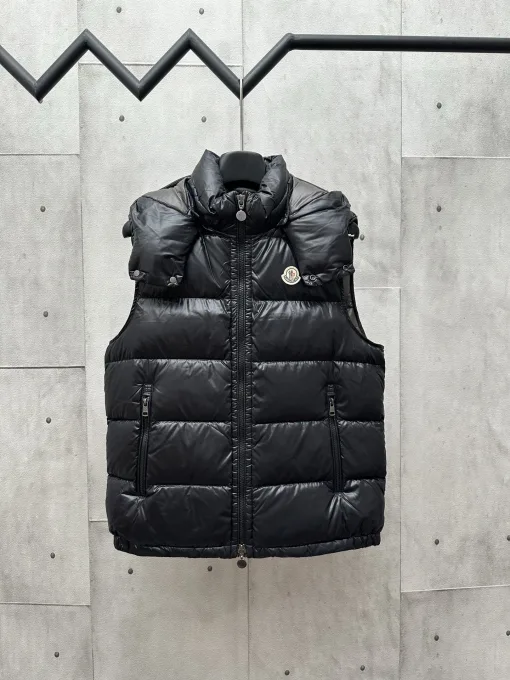 Premium Moncler Daunenjacken Schwarz Nylon Solid Luxury