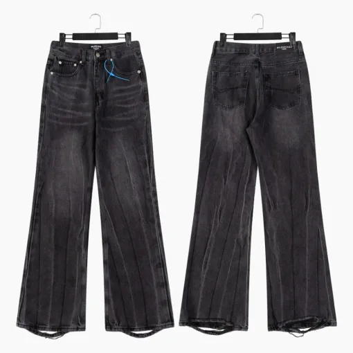Premium Balenciaga Jeans im gewaschenen Stil aus weißem Leder