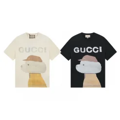 Hochwertiges Gucci Kurzarmhemd Schwarz Baumwolle Print Style