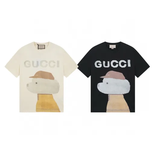 Hochwertiges Gucci Kurzarmhemd Schwarz Baumwolle Print Style
