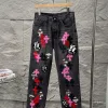 Luxus Chrome Hearts Jeans Pink Leder Patchwork Kollektion