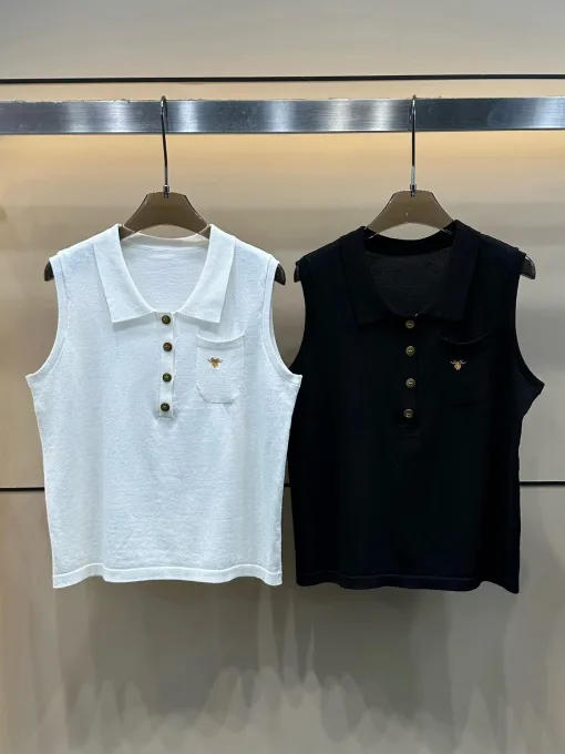 Hochwertige Dior-Weste im weißen Strick-Stickerei-Stil
