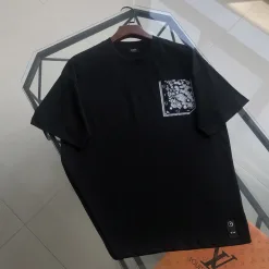 Premium Qualität Fendi Kurzarm Schwarz Baumwolle Druck Luxus