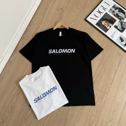Premium Salomon Kurzarmshirt aus schwarzer Seide im soliden Stil