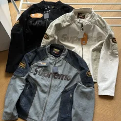 Hochwertiger Supreme Mantel aus schwarzer Baumwolle mit Logo-Kollektion