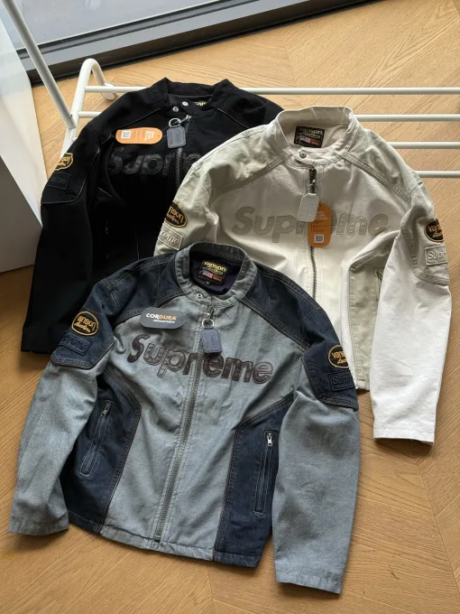 Hochwertiger Supreme Mantel aus schwarzer Baumwolle mit Logo-Kollektion