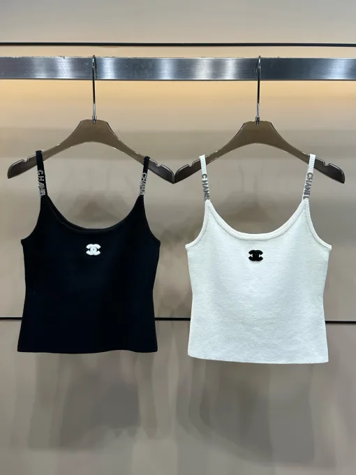 Hochwertige Chanel Hosenträger im schwarzen Logo-Stil