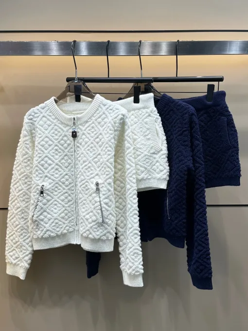 Premium Louis Vuitton Shorts Weißer Strick-Jacquard-Kollektion