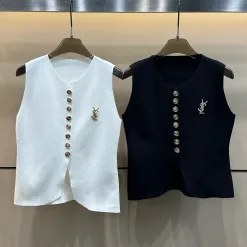 Luxus Yves Saint Laurent Weste Gold Strick Kollektion
