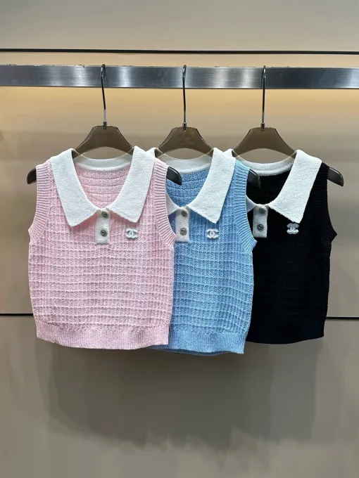 Chanel Weste in Premiumqualität, Pink, Strickkollektion