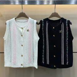 Premium Celine Weste im Goldstrickstreifen-Stil