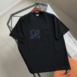 Luxus Loewe Kurzarm Weiß Baumwolle Logo Stil